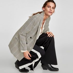 Zara Black Side Stripe Palazzo Trousers Small